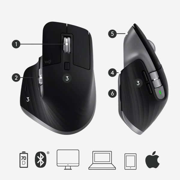 Logitech MX Master 3 f/ Mac muis Rechtshandig Bluetooth Laser 4000 DPI (910-005696)