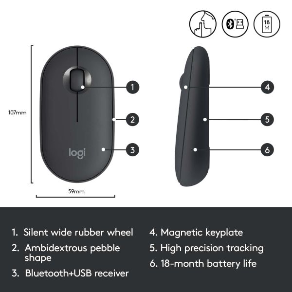 Logitech Pebble M350 Wireless Mouse (910-005718)