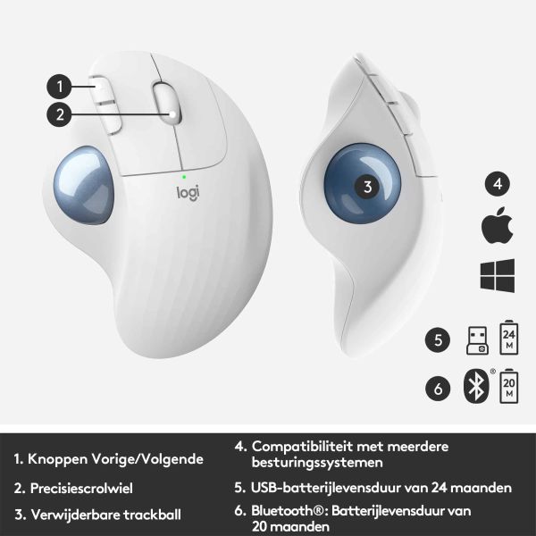 Logitech M575 ERGO Draadloze Trackball Muis (910-005870)