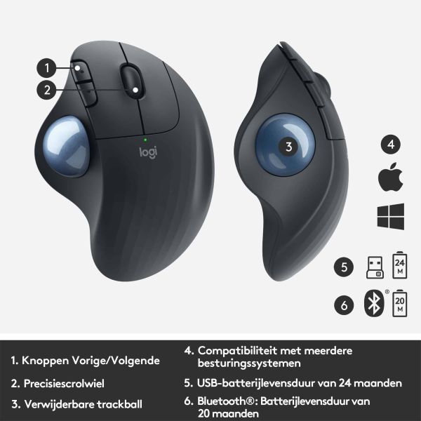 Logitech M575 ERGO Draadloze Trackball Muis (910-005872)