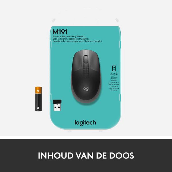 Logitech M190 Full-Size Wireless Mouse (910-005905)