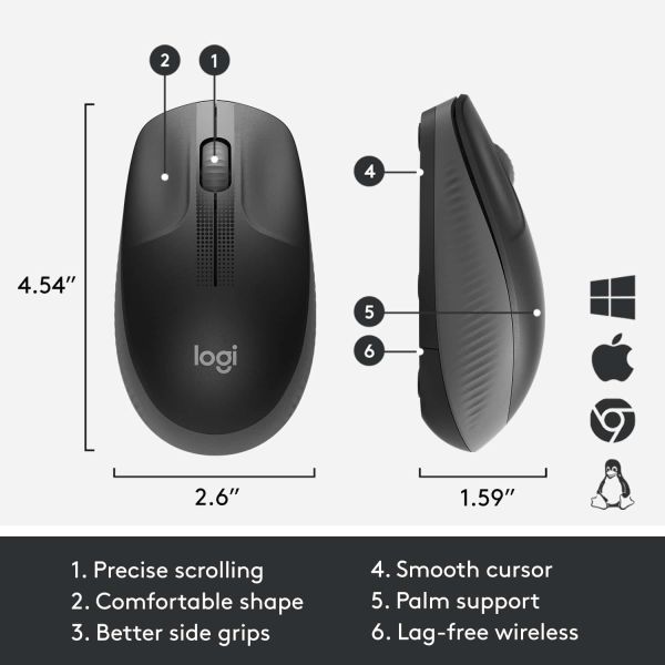 Logitech M190 Full-Size Wireless Mouse (910-005905)