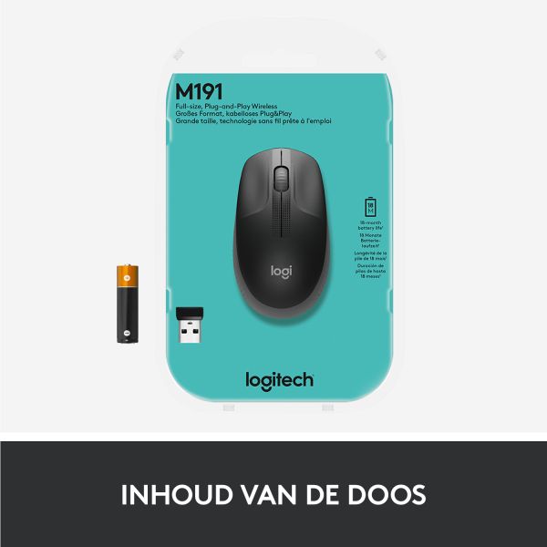 Logitech M190 Full-Size Wireless Mouse (910-005906)