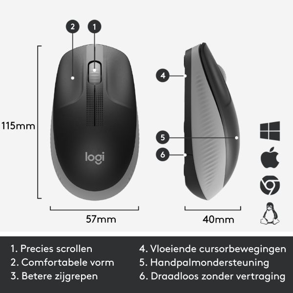 Logitech M190 Full-Size Wireless Mouse (910-005906)