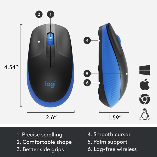 Logitech M190 Full-Size Wireless Mouse (910-005907)