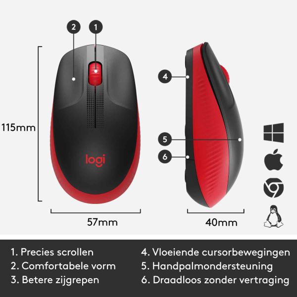 Logitech M190 Full-Size Wireless Mouse (910-005908)