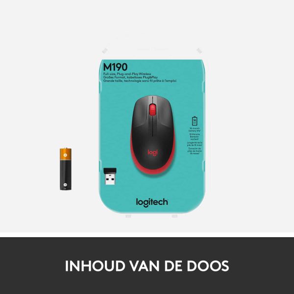 Logitech M190 Full-Size Wireless Mouse (910-005908)