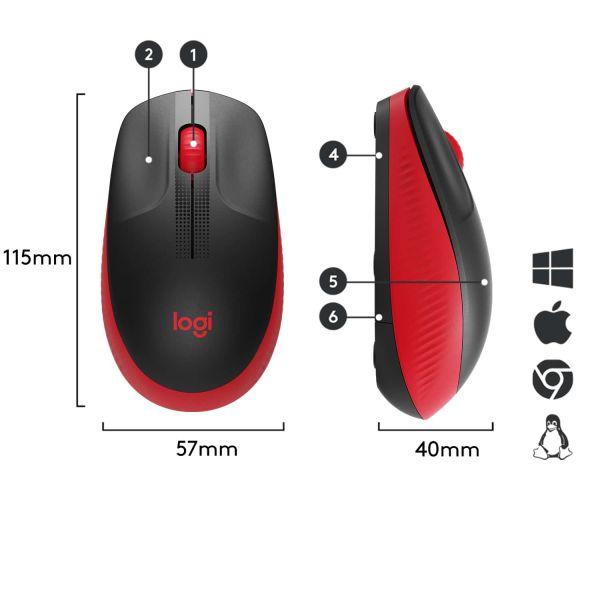 Logitech M190 Full-Size Wireless Mouse (910-005908)