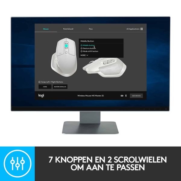 Logitech MX Master 2S Wireless Mouse muis Rechtshandig RF-draadloos + Bluetooth Laser 4000 DPI (910-005966)