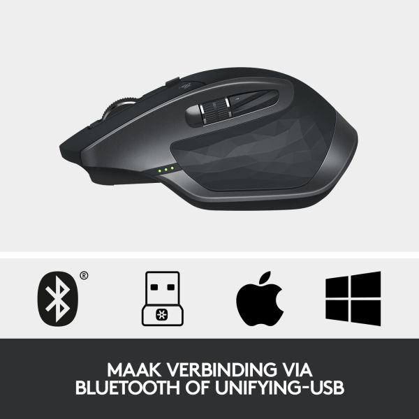 Logitech MX Master 2S Wireless Mouse muis Rechtshandig RF-draadloos + Bluetooth Laser 4000 DPI (910-005966)