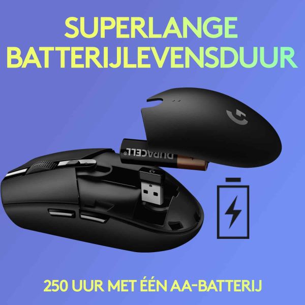 Logitech G G305 muis Rechtshandig RF-draadloos + Bluetooth Optisch 12000 DPI (910-006023)