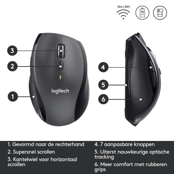 Logitech Customizable Mouse M705 muis Rechtshandig RF Draadloos Optisch 1000 DPI (910-006034)