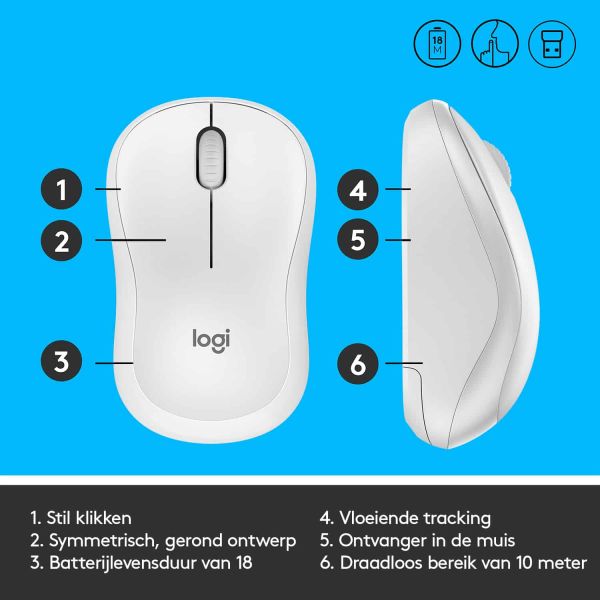Logitech M220 muis Ambidextrous RF Draadloos Optisch 1000 DPI (910-006128)
