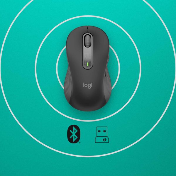 Logitech Signature M650 L Linkshandige Draadloze Muis - Voor grotere, linkerhanden, 2 jaar batterijduur, stil klikken, aanpasbare zijknoppen, Bluetooth, compatibel met meerdere apparaten (910-006239)