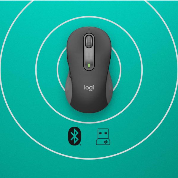 Logitech Signature M650 Draadloze Muis - Voor kleine tot middelgrote handen, 2 jaar batterijduur, stil klikken, aanpasbare zijknoppen, Bluetooth, compatibel met meerdere apparaten - Graphite (910-006253)