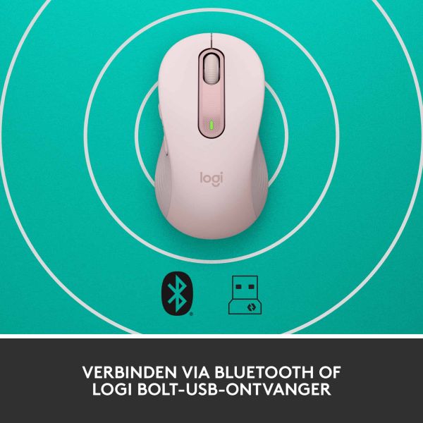 Logitech Signature M650 Draadloze Muis - Voor kleine tot middelgrote handen, 2 jaar batterijduur, stil klikken, aanpasbare zijknoppen, Bluetooth, compatibel met meerdere apparaten - Roze (910-006254)