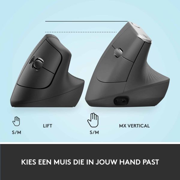 Logitech Lift muis Rechtshandig RF-draadloos + Bluetooth Optisch 4000 DPI (910-006473)