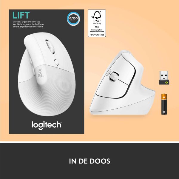 Logitech Lift muis Rechtshandig RF-draadloos + Bluetooth Optisch 4000 DPI (910-006475)