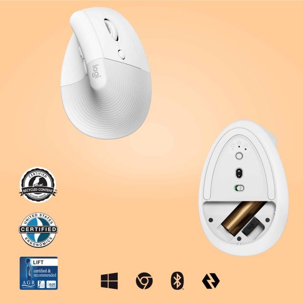 Logitech Lift muis Rechtshandig RF-draadloos + Bluetooth Optisch 4000 DPI (910-006475)