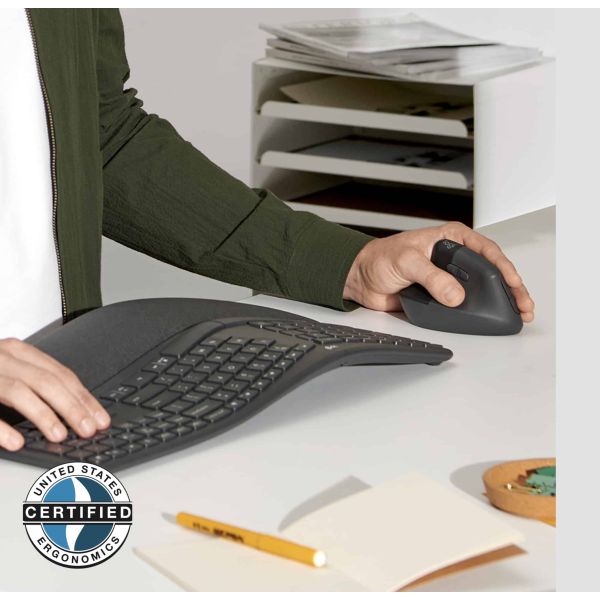 Logitech Lift for Business muis Linkshandig RF-draadloos + Bluetooth Optisch 4000 DPI (910-006495)