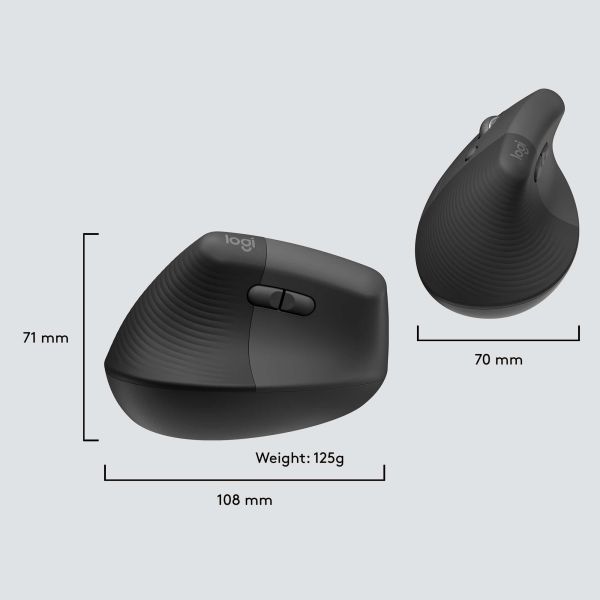 Logitech Lift for Business muis Linkshandig RF-draadloos + Bluetooth Optisch 4000 DPI (910-006495)