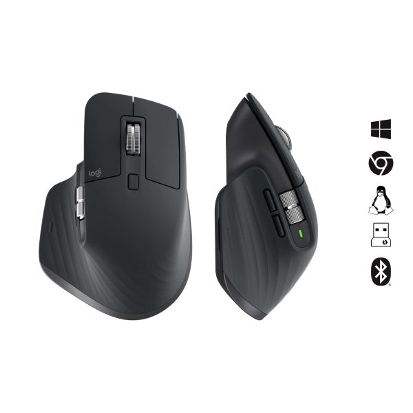 Logitech MX Master 3S muis Rechtshandig RF-draadloos + Bluetooth Laser 8000 DPI (910-006559)