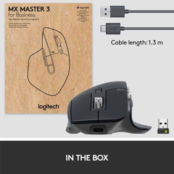 Logitech MX Master 3s for Business muis Rechtshandig RF-draadloos + Bluetooth Laser 8000 DPI (910-006582)