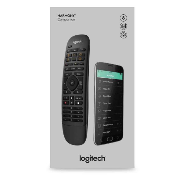 Logitech Harmony® Companion afstandsbediening IR-draadloos/wifi Audio, Kabel, DVR, Game console, Home cinema-systeem, PC, Smartphone, TV, Tablet Drukknopen (915-000240)