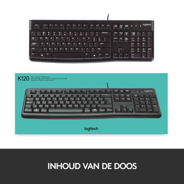 Logitech K120 Corded Keyboard toetsenbord USB QWERTY Engels Zwart (920-002508)