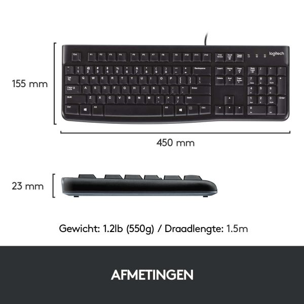 Logitech K120 Corded Keyboard toetsenbord USB QWERTY Engels Zwart (920-002508)