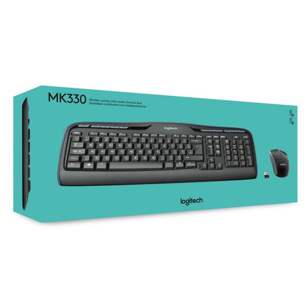 Logitech Wireless Combo MK330 toetsenbord Inclusief muis USB QWERTY US International Zwart (920-003989)