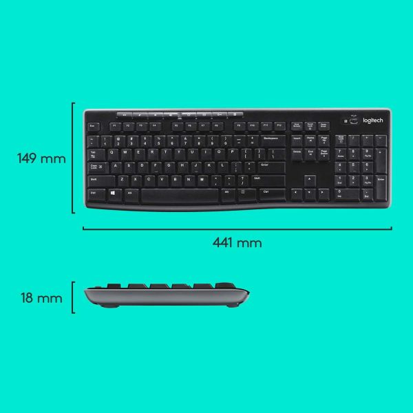 Logitech Wireless Combo MK270 toetsenbord Inclusief muis RF Draadloos QWERTY US International Zwart, Zilver (920-004508)