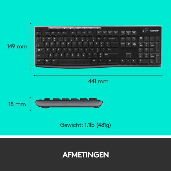Logitech Wireless Combo MK270 toetsenbord Inclusief muis USB QWERTY Engels Zwart (920-004523)