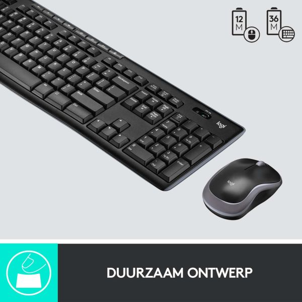 Logitech Wireless Combo MK270 toetsenbord Inclusief muis USB QWERTY Engels Zwart (920-004523)
