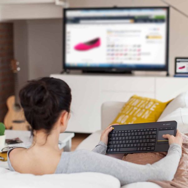 Logitech Wireless Touch Keyboard K400 Plus HTPC-toetsenbord voor tv's met pc-aansluiting (920-007131)