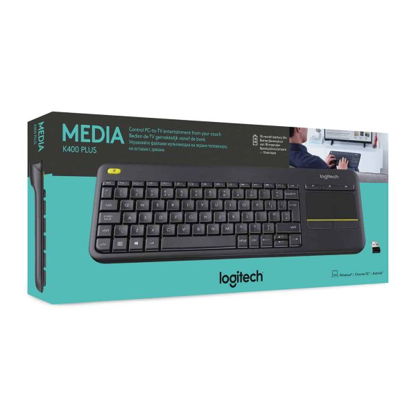 Logitech Wireless Touch Keyboard K400 Plus HTPC-toetsenbord voor tv's met pc-aansluiting (920-007131)