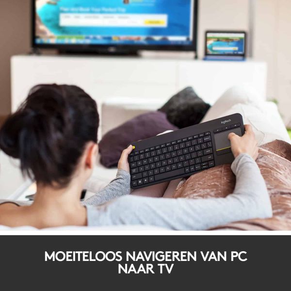 Logitech K400 Plus Tv toetsenbord RF Draadloos QWERTY US International Zwart (920-007145)