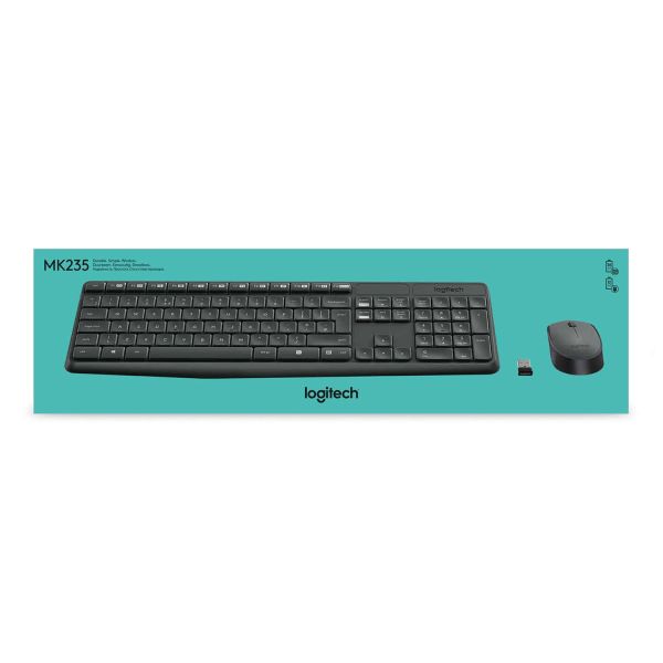Logitech MK235 Wireless Keyboard and Mouse Combo Normaal formaat. Duurzaam. Eenvoudig. (920-007911)
