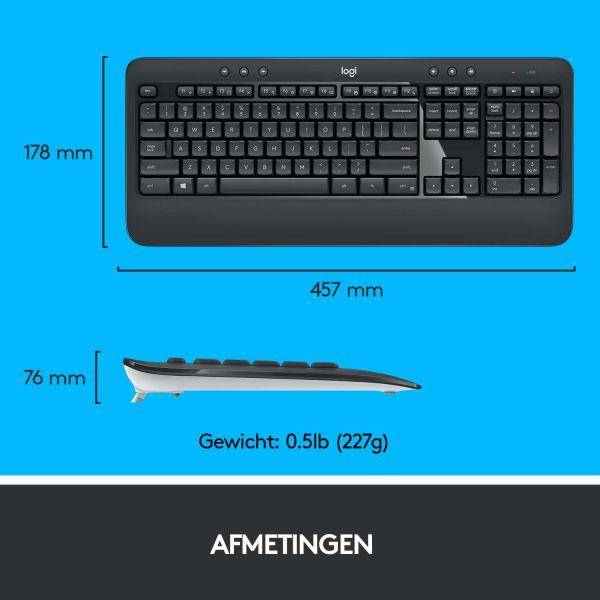 Logitech Advanced MK540 toetsenbord Inclusief muis USB QWERTY US International Zwart, Wit (920-008685)