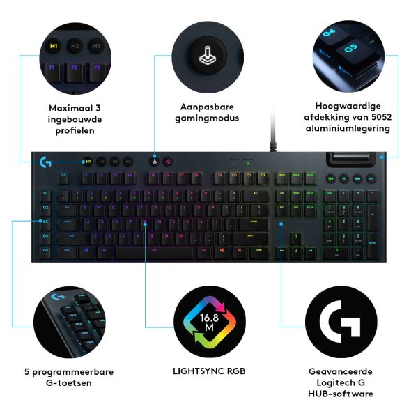 Logitech G G815 toetsenbord USB QWERTY Engels Koolstof (920-008992)
