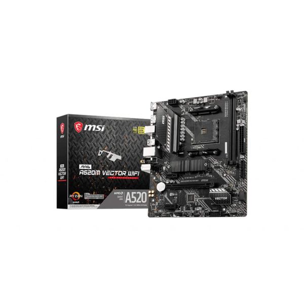MSI MAG A520M VECTOR WIFI moederbord AMD A520 Socket AM4 micro ATX (7D14-008R)  MSI MAG A520M VECTOR WIFI moederbord AMD A520 Socket AM4 micro ATX (7D14-008R)