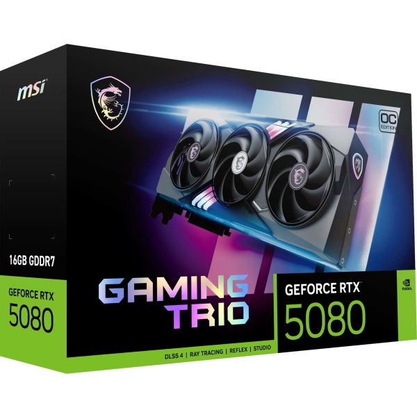 MSI GAMING GEFORCE RTX 5080 16G TRIO OC videokaart NVIDIA 16 GB GDDR7 (GEFORCE RTX 5080 16G GAMING TRIO OC)