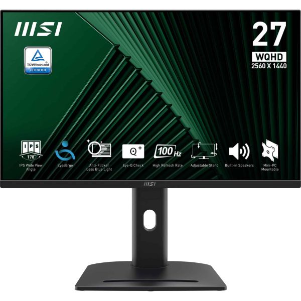 MSI Pro MP275QPG computer monitor 68,6 cm (27") 2560 x 1440 Pixels Wide Quad HD LCD Zwart (PRO MP275QPG)