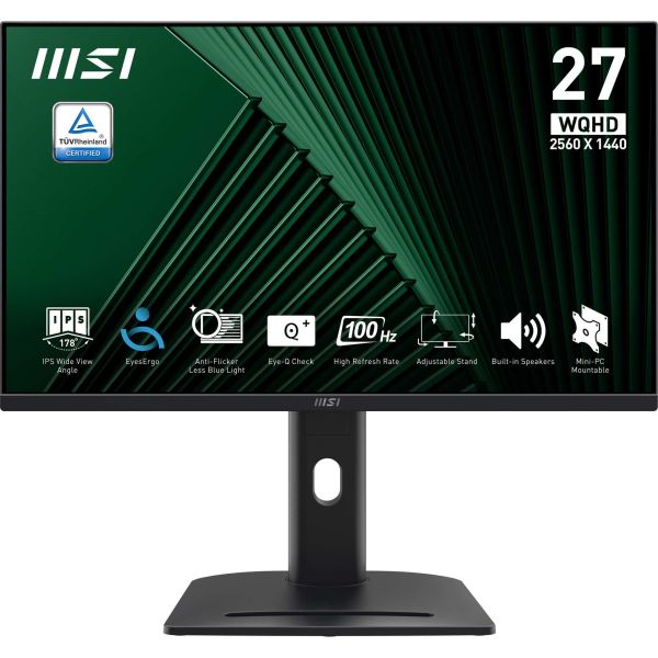 MSI Pro MP275QPG computer monitor 68,6 cm (27") 2560 x 1440 Pixels Wide Quad HD LCD Zwart (PRO MP275QPG)