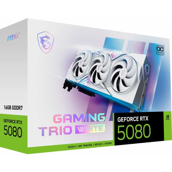 MSI GAMING GEFORCE RTX 5080 16G TRIO OC WHITE videokaart NVIDIA 16 GB GDDR7 (RTX 5080 16G GAMING TRIO OC WHITE)