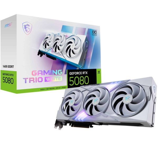 MSI GAMING GEFORCE RTX 5080 16G TRIO OC WHITE videokaart NVIDIA 16 GB GDDR7 (RTX 5080 16G GAMING TRIO OC WHITE)