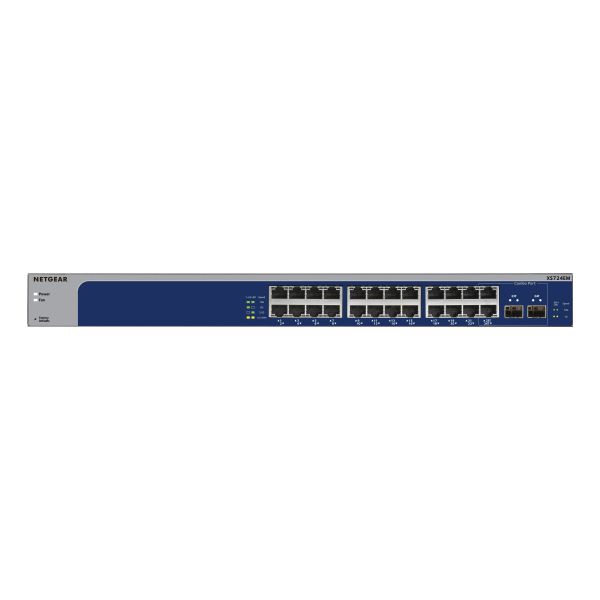 NETGEAR XS724EM Managed L2 10G Ethernet (100/1000/10000) 1U Blauw, Grijs (XS724EM-200EUS)