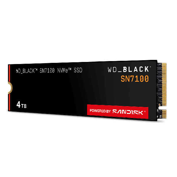 Sandisk WD_BLACK SN7100 NVMe 4TB BLK M.2 2280, PCIe Gen4 / 7000MB/s read / 6700MB/s write / without Heatsink / Box 216pcs (WDS400T4X1E-00CJA0)