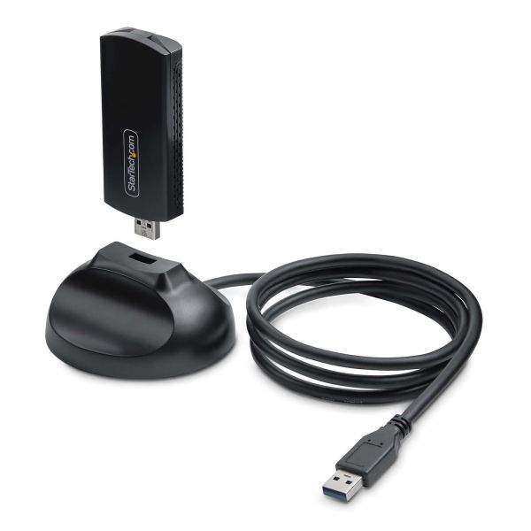 StarTech.com Wi-Fi 6E USB Adapter/Dongle, Voor Desktop/Laptop PC, Wireless NIC met Uitklapbare Antenne, WiFi Adapter Ondersteunt 802.11 b/g/n/ac/ax, 2.4/5/6 GHz Netwerk Compatibel (AX54005A-USB-WIFI-6E)