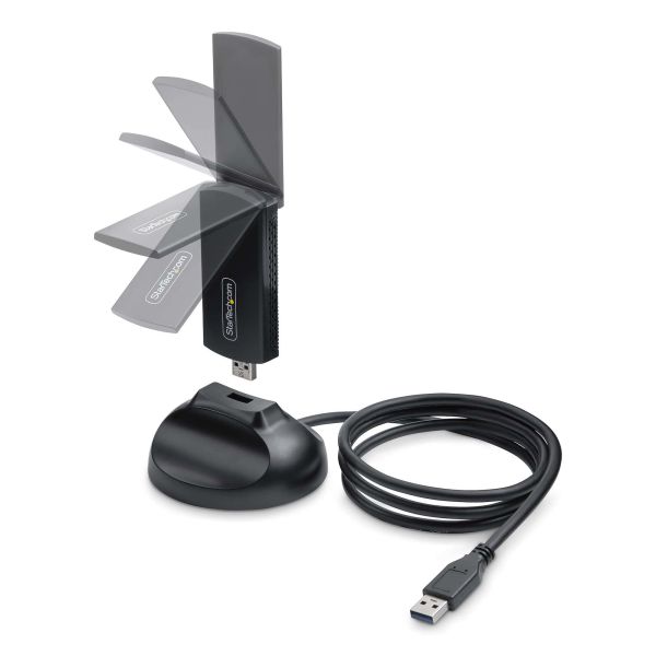 StarTech.com Wi-Fi 6E USB Adapter/Dongle, Voor Desktop/Laptop PC, Wireless NIC met Uitklapbare Antenne, WiFi Adapter Ondersteunt 802.11 b/g/n/ac/ax, 2.4/5/6 GHz Netwerk Compatibel (AX54005A-USB-WIFI-6E) StarTech.com Wi-Fi 6E USB Adapter/Dongle, Voor Desktop/Laptop PC, Wireless NIC met Uitklapbare Antenne, WiFi Adapter Ondersteunt 802.11 b/g/n/ac/ax, 2.4/5/6 GHz Netwerk Compatibel (AX54005A-USB-WIFI-6E)